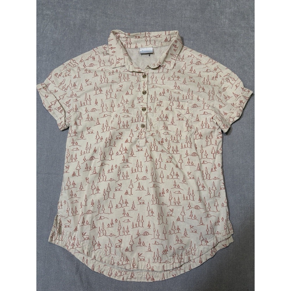 Columbia Shirt Womens Small Pink Button Up  Preppy Casual Camp Outdoor